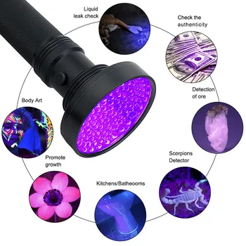 LED-UV-Taskulamp Must Valgus, Ultraviolett-Tõrvik 395nm Lemmikloomade Uriini Plekke Detektor Skorpion Bed Bugs Kasutada AA/14500 Aku 7534