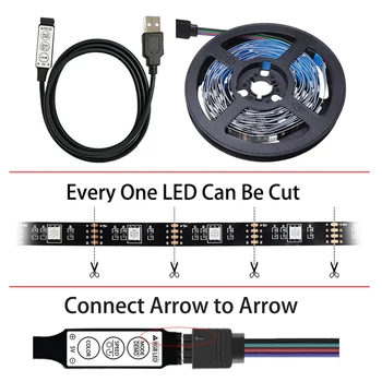 LED Valgus USB 3 Võtit Kontrolli 1M 2M 3M 4M Paindlik Lamp RGB Lindi Diood 2835 SMD 5050 DC5V Laua TV Ekraani Taustvalgustus Valgustus