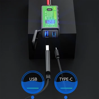 LEEPEE Mootorratta USB Laadija Telefoni Voltmeeter on/Off Lüliti 12V SAE Dual USB-Kiire Laadimine Adapteri 3.1 A/A 4.8 TÜÜP-C