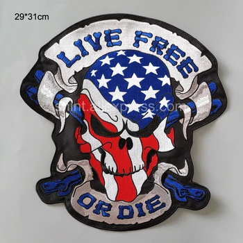 LIVE FREE or DIE-Ameerika ja Kanada suured Tikandid Plaastrid Jope Tagasi vest Biker Punk tarvikud õmble 29.*31cm 103093