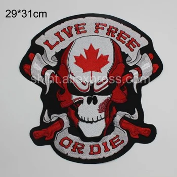 LIVE FREE or DIE-Ameerika ja Kanada suured Tikandid Plaastrid Jope Tagasi vest Biker Punk tarvikud õmble 29.*31cm