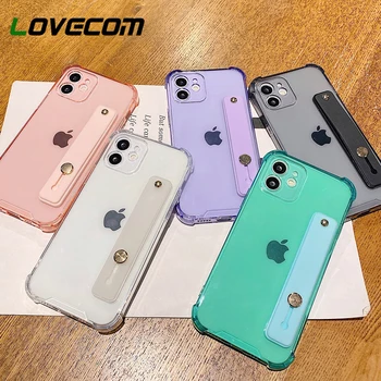 LOVECOM Candy Värvi Randmepael Telefoni Case For iPhone 12 Pro 11 Pro Max XR X XS Max 7 8 Plus Pehme TPU Põrutuskindel Selge Kata Kott 42118