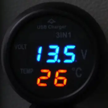 Laadija Digitaalse Aku Pinge, Voltmeeter Temperatuuri Jälgida 12V 24V Auto