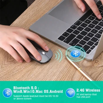Laetav USB Wireless Dual Mode 2in1 5.0 Bluetooth + 2.4 Ghz 1600DPI Hiir Sülearvuti Tablet PC Sülearvuti