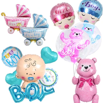 Lapsed Sünnipäeva Õhupallid Beebi Poiss, Tüdruk, Foolium Õhupalli 4D Karu Heelium Ballon Esimene 1. Sünnipäeva Baby Shower Teenetemärgid