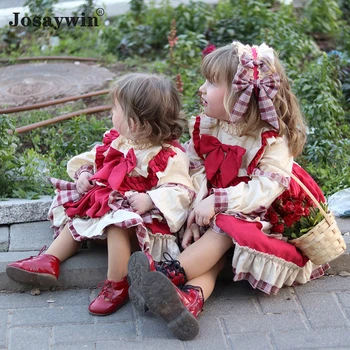 Laste Tüdrukute Kleit Baby Lolita Tüdruk Armas Suvine Pulm Kleit Tüdruk, Pikad Varrukad Pall Kleit Printsess Partei Lapsed Twin Vestidos