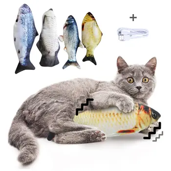 Lemmiklooma Kassi Mänguasi Laadimine USB Simulatsiooni Tantsu Liigub Floppy Kala Kasside Mänguasjade Närimine Mängib Simulatsiooni Kala Mänguasi Hammustamine