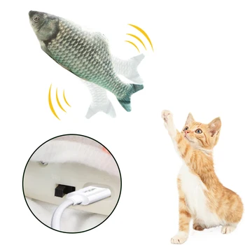 Lemmiklooma Kassi Mänguasi Laadimine USB Simulatsiooni Tantsu Liigub Floppy Kala Kasside Mänguasjade Närimine Mängib Simulatsiooni Kala Mänguasi Hammustamine