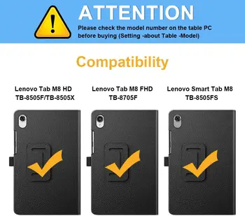 Lenovo Tab M8 FHD juhul PU Nahk Kokkuklapitavad Seista Kaane Lenovo Tab M8 TB-8705F TB-8705X TB-8505X 8.0 tolline Tablett Juhul 76109