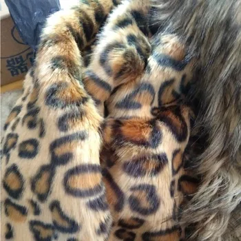 Leopard Naiste Jakid Faux Karusnaha Ülerõivad Naine Overcoat Kohev Talv Pikk Teddy Karv Mood Vintage Sobiks Pluss Suurus