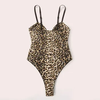 Leopard Printida Bodysuit Porn Seksikas Naistepesu Satiin Siidist Teddies Naiste Aluspesu Naise Keha Kostüümid Erootiline Kiusatus Lenceria