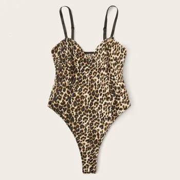 Leopard Printida Bodysuit Porn Seksikas Naistepesu Satiin Siidist Teddies Naiste Aluspesu Naise Keha Kostüümid Erootiline Kiusatus Lenceria
