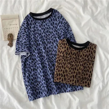 Leopard Trükitud Naiste Tshirts Suvel Lühikese Varrukaga T-särk Naine Tee O-Kaeluse Juhuslik Naine T-Särk Basic Tops Harajuku Lady Tshirt