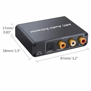 LiNKFOR HDMI-ühilduvate ARC-Audio Extractor Adapter koos Digitaalse TOSLINK Optiline SPDIF Coaxial ja Analoog 3.5 mm L/R Stereo Heli