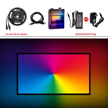Lihtne DIY Ambient Arvuti Lauaarvuti Ekraani Taustvalgustuse valgustus RGB-USB-WS2812B LED Valgus 1M 2M 3M 4M 5M Täis Komplekt