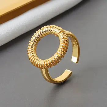 Lihtne Geomeetriline Õõnes Ümmargune Reguleeritav Rõngas Naiste jaoks Tüdrukud Minimalistlik Ringi Geo Sõrme Sõrmused Ehted anillos de mujeres 42857