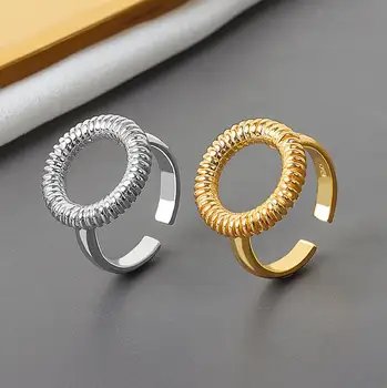 Lihtne Geomeetriline Õõnes Ümmargune Reguleeritav Rõngas Naiste jaoks Tüdrukud Minimalistlik Ringi Geo Sõrme Sõrmused Ehted anillos de mujeres