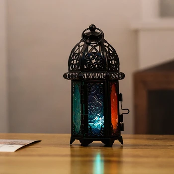 Lihtne Installeerida Kodus Küünal Vintage Omanik Maroko Stiilis Ruumi Kokkuhoiu Lihtne Kasutada Kaunistamiseks Kingitus Raud Laterna Klaas, Lamp