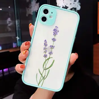 Lihtne Lilla Lavendel Lilled Telefon Juhtudel matt läbipaistev sinine iPhone 7 8 x xs xr 11 12 pro plus max mini Selge Funda 35700