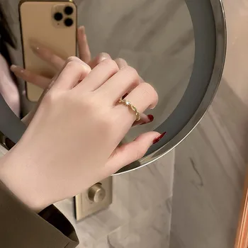 Lihtne Rist Twist Kuju Kuld Avamine Rõngad Naine 2021 Neo Goth Õpilane Ehted korea Fashion Tüdruku Sõrme Komplekt Ehted