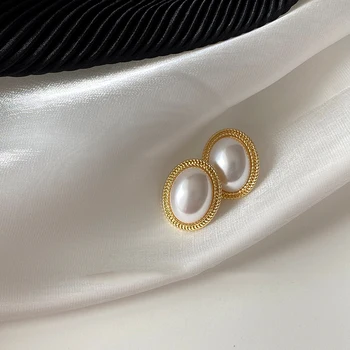 Lihtne ja Elegantne Ovaalne Pearl Kuld Mustriga Kõrvarõngad Naine 2021 Klassikaline Luksus Kõrvarõngad korea Ehted Lepinguosalise Tüdrukud