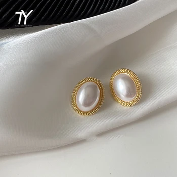 Lihtne ja Elegantne Ovaalne Pearl Kuld Mustriga Kõrvarõngad Naine 2021 Klassikaline Luksus Kõrvarõngad korea Ehted Lepinguosalise Tüdrukud