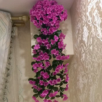 Lilla Kunstlikku Lille Kunstlik Võltsitud Rippuvad Lilla Lilled Viinamarja Taime Kodus Aia Kaunistamiseks Orhidee Silk Flower Viinapuu Kodu