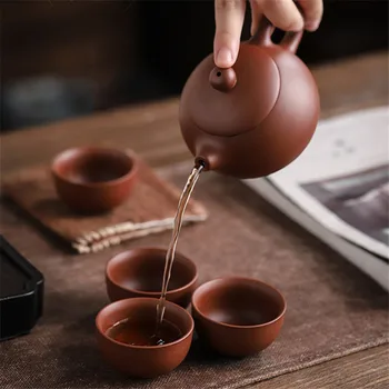Lilla Savi Teacups Keraamiline Kaasaskantav Tee Komplekt Sisaldab 1 Pott + 1 Tee Caddy + 4 Tassi, Teekann Väljas Reisi Kung Fu Gaiwan Kingitused