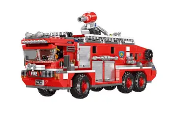 Linn Tulekahju Veoauto ehitusplokid Lennujaama Tulekahju Veoauto Redeli Päästmiseks Sõidukile Tuletõrjuja arvandmed veepaak Tulekahju Veoauto Puzzle mänguasi