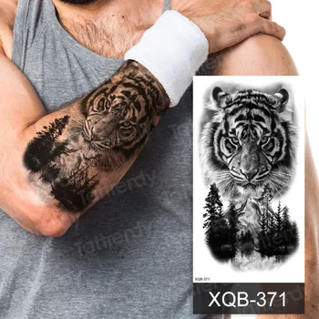 Lion king tiger kolju Küünarvarre tattoo varrukad meeste naiste loomade tattoo designs seksikas 3D musta vee tätoveering armband randme keha kunst