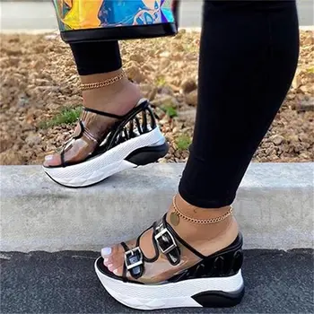 Listthing Brändi Laine Kiilud Naiste Sandaalid Mugav Suvel Platvorm Sandaalid Naistele Topelt Lukk Kingad, Kõrge Kontsaga Kingad Vabaaja Jalatsid