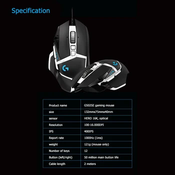 Logitech G502 KANGELANE Professional Gaming Mouse 16000DPI Mängude Programmeerimine Hiirt, Reguleeritav Valgus Synchronizatio Hiire Gamer