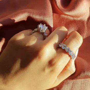 Lohe küünised 925 Sterling Hõbe 3ct Loodud Teemant Rõngad Naistele Luksuslik Pulmad Engagement Diamond Ring finger Ehted 185017