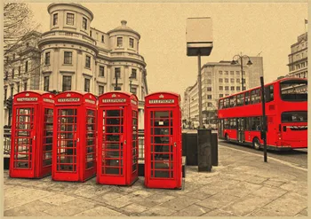 Londoni Punased Bussid Ja Telefoniputkad Tower Of London Retro Kraft Tapeet Cafe Bar Kaunistatud Vintage Plakat 141630