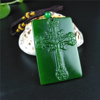 Looduslik Roheline Hetian Kivi Risti Jade Nikerdatud Ripats Kaelakee Hiina Featured Ehted Võlu Jeesus Amulett Kingitusi Naised Mehed 182035