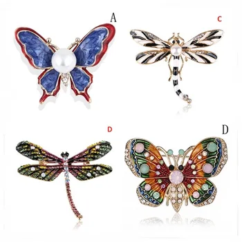 Looduslikud Loomade Sõle Sõrmed Mesilaste Dragonfly Liblika Prossid Naiste Crystal Costome Ehted