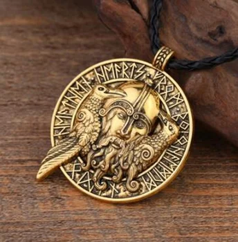 Loominguline Viking Viking Odin Raven Vintage Ripats Kaelakee Raven Rune Talisman Amulett Meeste Ehted 117667