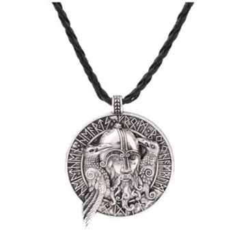 Loominguline Viking Viking Odin Raven Vintage Ripats Kaelakee Raven Rune Talisman Amulett Meeste Ehted