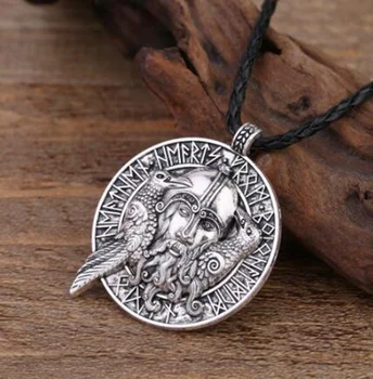 Loominguline Viking Viking Odin Raven Vintage Ripats Kaelakee Raven Rune Talisman Amulett Meeste Ehted