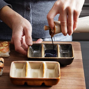 Loominguline keraamiline Jaapani stiilis kolm grid kaste roog restoran sushi bar grill restoran maitse roog ristkülikukujuline househ 32764