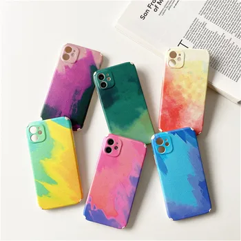 Luksus Originaal nahast Värvikas Maal Akvarell Telefon Case For iPhone 12 Pro Max Mini 11 X Xs XR 7 8 SE2, Räni, Pehme Kaas