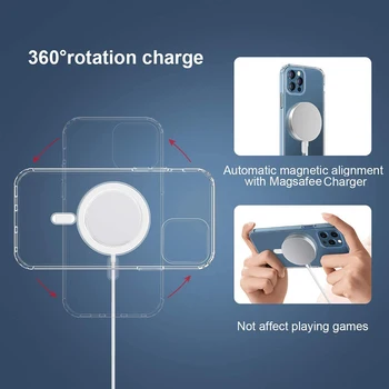 Luksus Selge Magnet Case For IPhone 12 Pro Max X-XR 11 Kest Magsafe Traadita Laadimise TPÜ PC Põrutuskindel Läbipaistev Kate