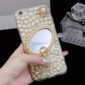 Luksus Telefoni Case For Iphone 12 11 Pro Max 7 8 Plus X-XR Fashion Girl Stiili Teemant Kristall Pehme Kate 12 11 Pro Max Pearl Kate
