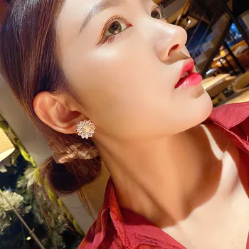 Luksuslik Läikiv Tsirkoon Päevalille Kuld Kõrvarõngad Naine korea Fashion Goth Ehted Pulmapidu Tüdruk on Ebatavaline Kõrvarõngad