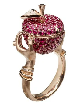 Luksuslik Pink Crystal Apple abielusõrmus Unisex Punk, Hip-Hop Viinamarja Saladus Laekaga Rõngad Naised Mehed Aastapäeva Kingitus Ehted 176425