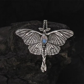 Luna Moth Kaelakee Liblikas Võlu Ripats Kaelakee Naiste Crystal Keti Kinnitus, Kaelakeed Pool Ehted Naiste Bijoux Kingitused