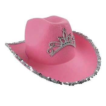Lääne Stiilis Tiara Roosa Kauboi Müts Naistele Tüdruk Crown Cowgirl Müts Kauboi Ühise Põllumajanduspoliitika Puhkus Kostüüm Pool Müts 2021 Uus 105606