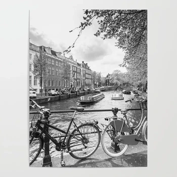 Lõuend Seina Art Amsterdam Canal Kodu Dekoratiivsed HD Trükitud Jalgrattad Silla Plakat Maali Modulaarne Pilti Tüüp elutuba