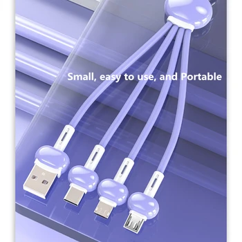 Lühike 3 in 1 Micro-USB Type C Laadimise Kaabel iPhone 12 Samsung Xiaomi Mobiilne Telefon Android Juhe Portable Multi Võtmehoidja Traat