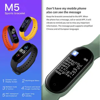 M5 Smart Kellad Smart Bänd Sport Fitness Tracker Pedometer Südame Löögisageduse, Vererõhu Monitor Bluetooth Käevõru Mehed Naised M5